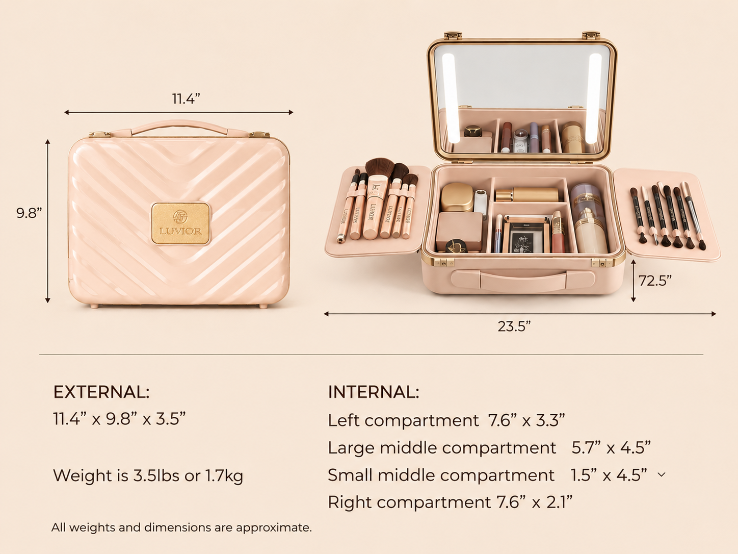 LUVIOR Travel Case — LED Mirror Edition