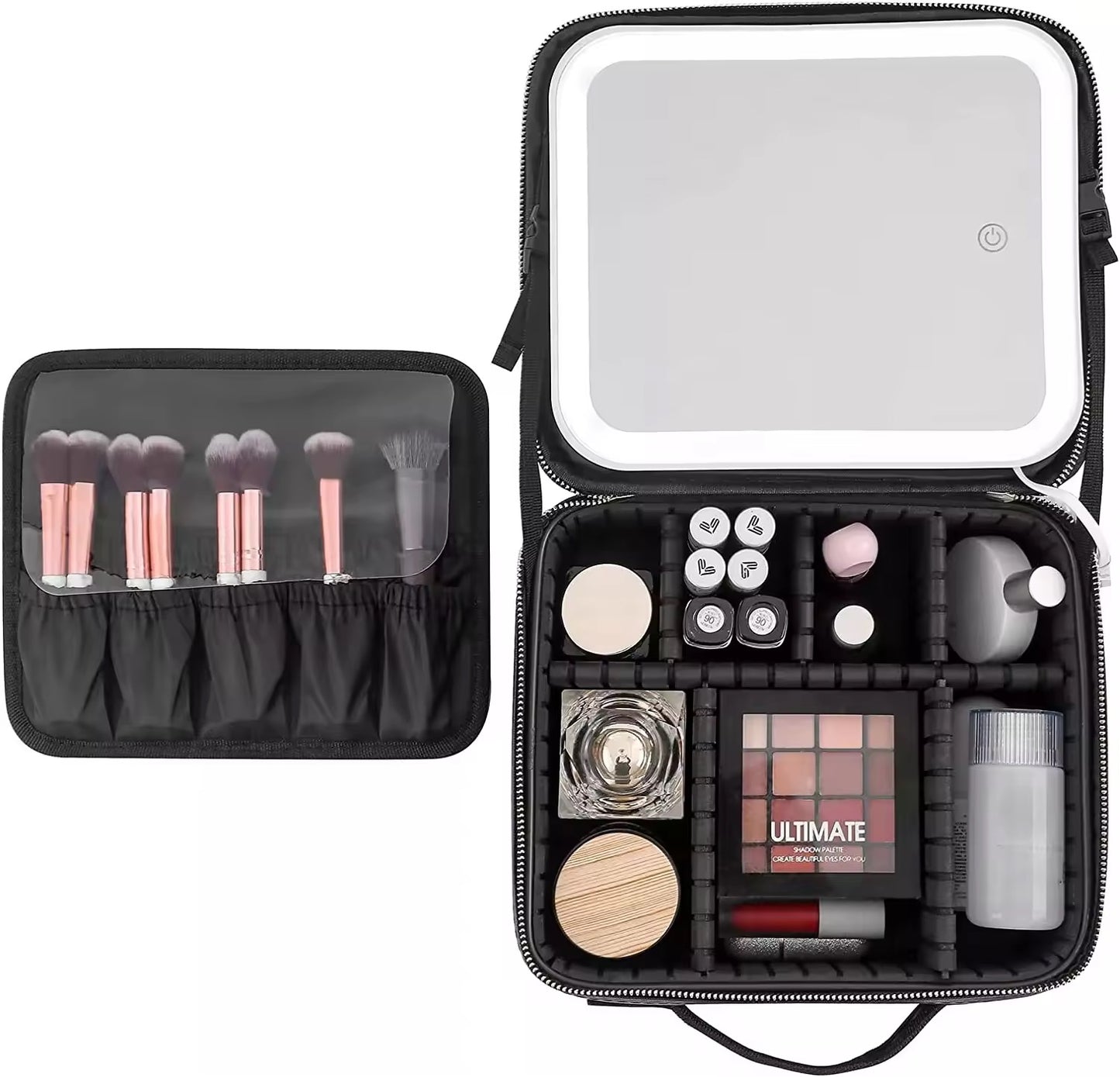 Travel Makeup Bag with LED Mirror