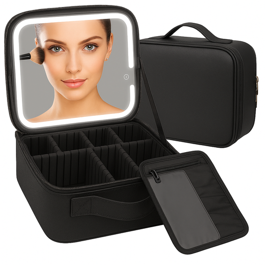 Travel Makeup Bag with LED Mirror